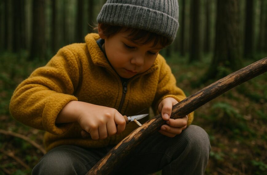 Kind schnitzt