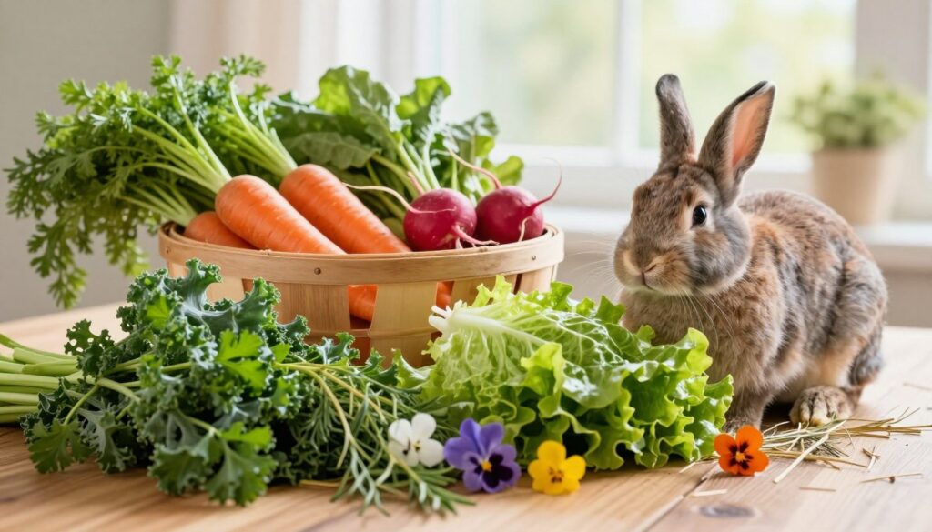 Auswahl von Frischfutter für Kaninchen